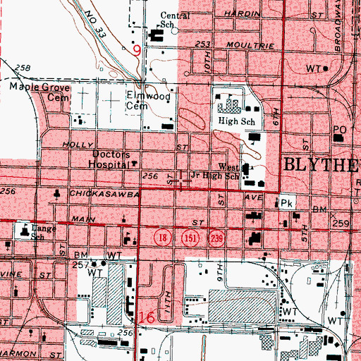 Topographic Map of Cherrytree Plaza, AR