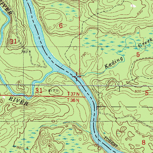 Topographic Map of Kading Creek, MI