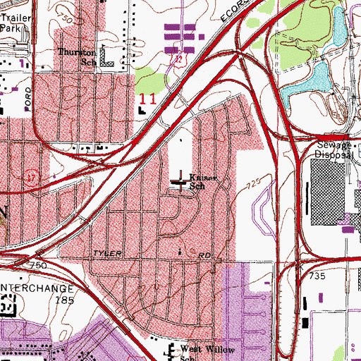 Topographic Map of Kaiser School, MI