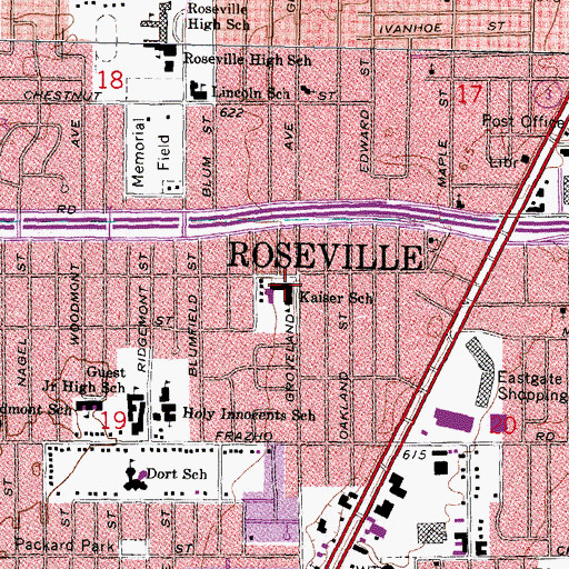 Topographic Map of Kaiser School, MI