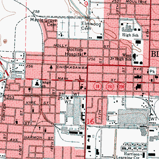 Topographic Map of Church of Christ, AR
