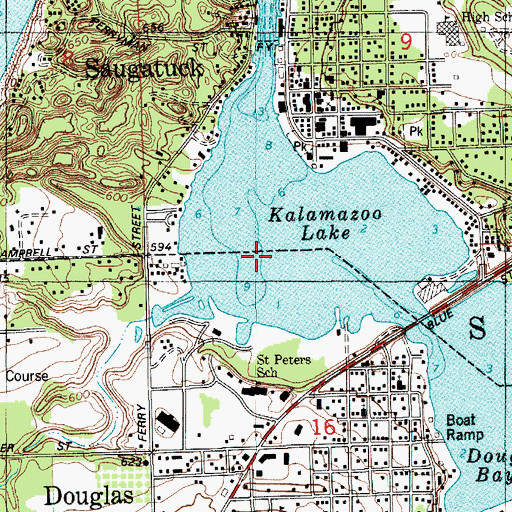 Topographic Map of Kalamazoo Lake, MI