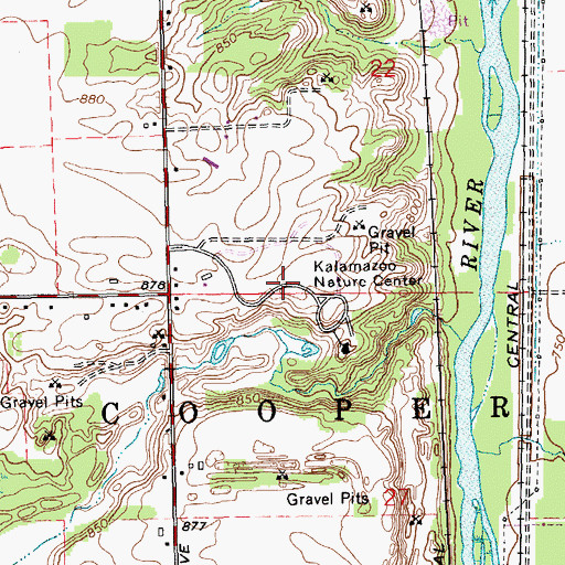 Topographic Map of Kalamazoo Nature Center, MI