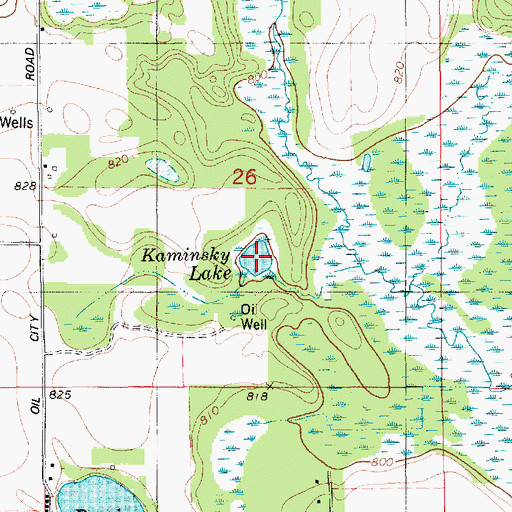 Topographic Map of Kaminsky Lake, MI