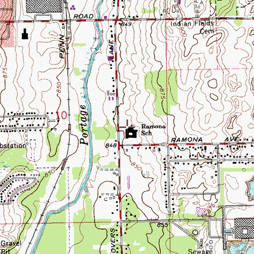 Topographic Map of Kamona School, MI