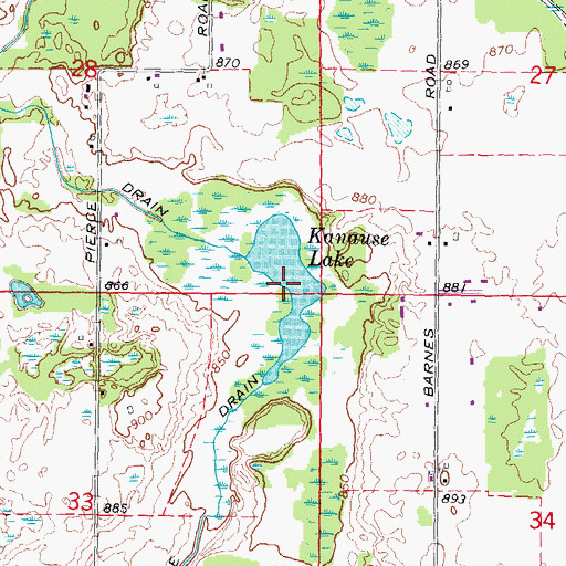 Topographic Map of Kanause Lake, MI