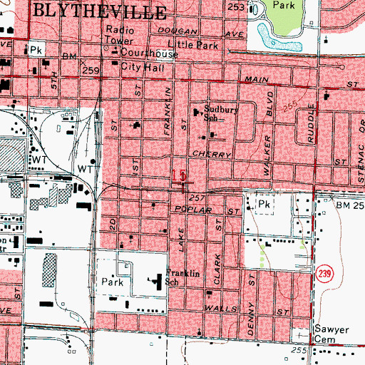 Topographic Map of Church of the Lord Jesus, AR