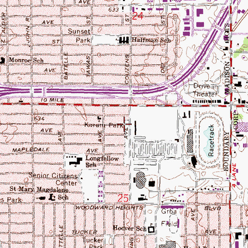 Topographic Map of Karam Park, MI