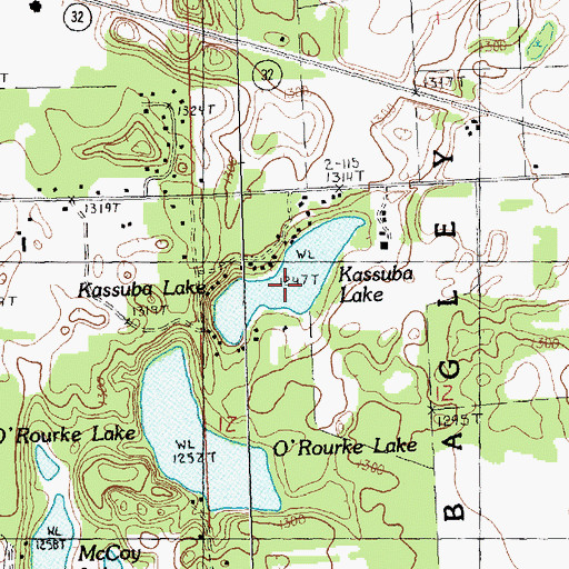 Topographic Map of Kassuba Lake, MI