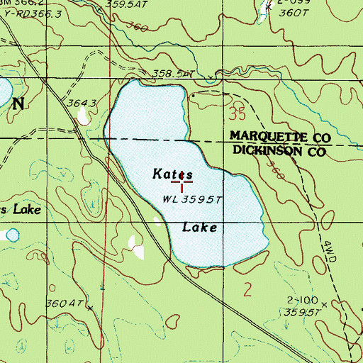 Topographic Map of Kates Lake, MI