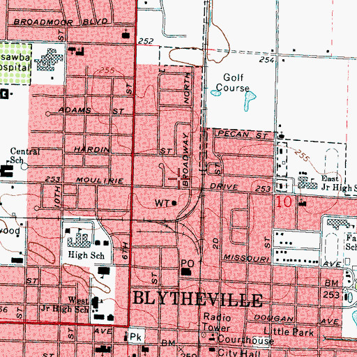 Topographic Map of Colony Square Shopping Center, AR