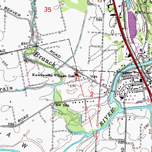 Topographic Map of Kawkawlin Village School, MI