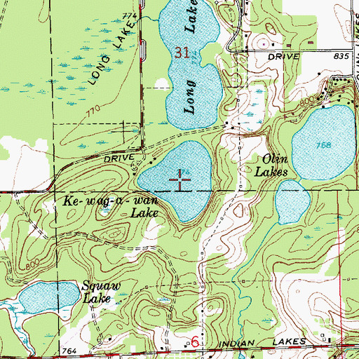 Topographic Map of Ke-wag-a-wan Lake, MI