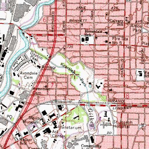 Topographic Map of Kearsley Park, MI