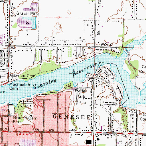 Topographic Map of Kearsley Reservoir, MI