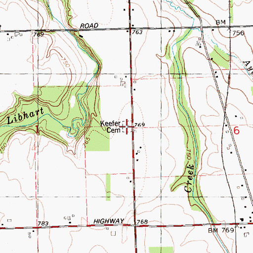 Topographic Map of Keefer Cemetery, MI