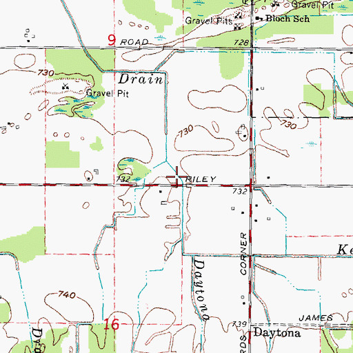 Topographic Map of Keene Stewart Drain, MI