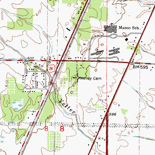 Topographic Map of Keeney Cemetery, MI