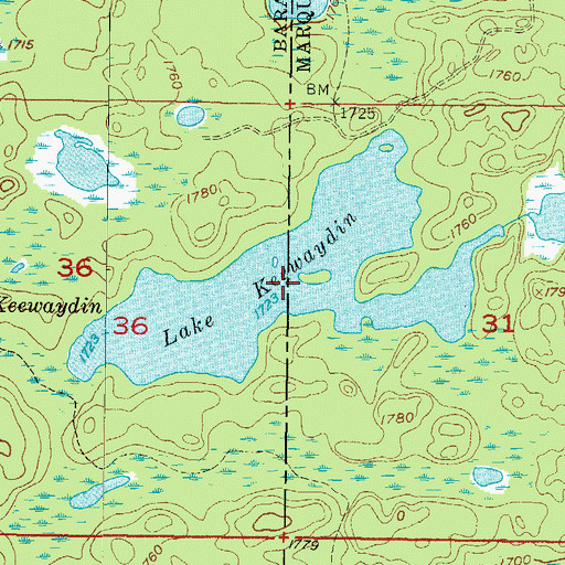 Topographic Map of Lake Keewaydin, MI