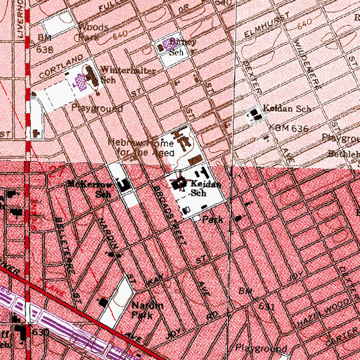 Topographic Map of Keidan School, MI