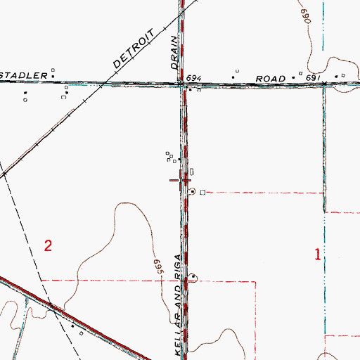 Topographic Map of Kellar and Riga Drain, MI