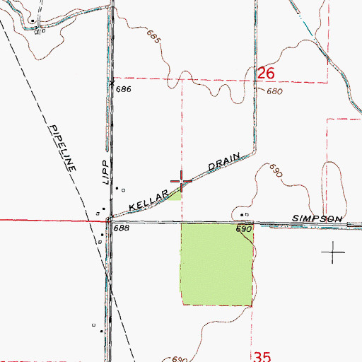 Topographic Map of Kellar Drain, MI