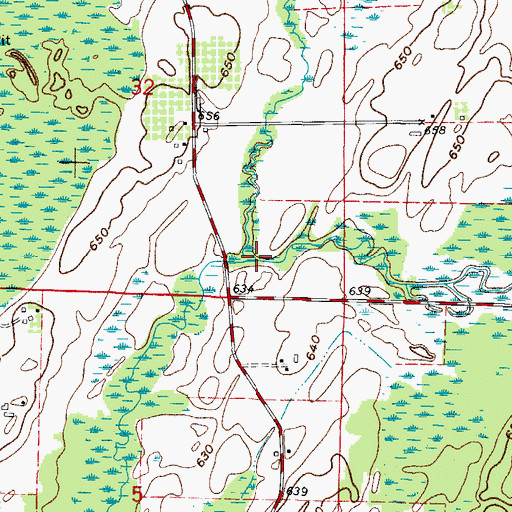 Topographic Map of Kelley Creek, MI