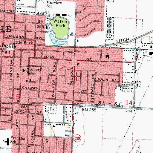 Topographic Map of Eastside Church of Christ, AR