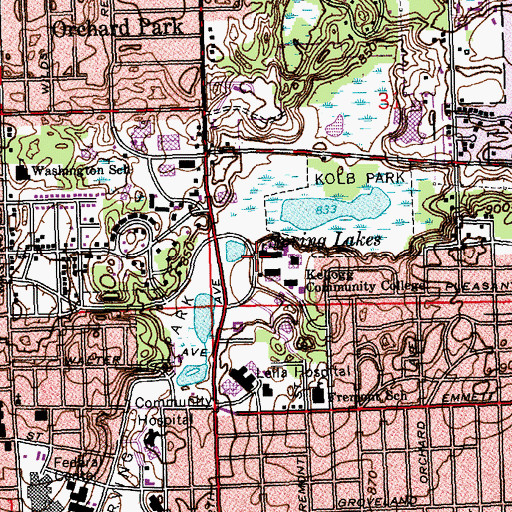 Topographic Map of Kellogg Community College, MI