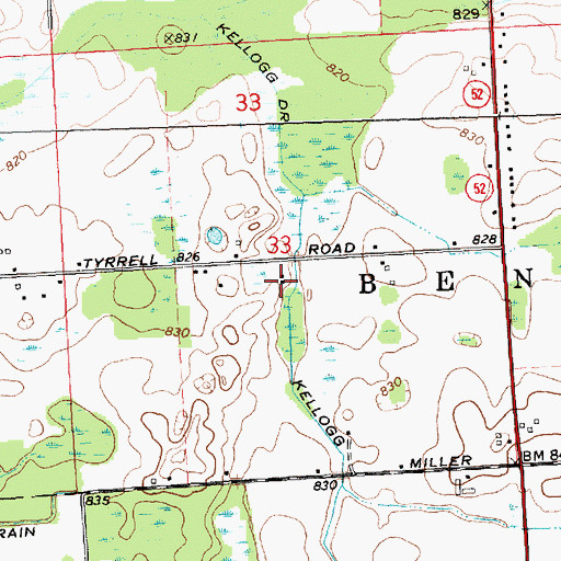 Topographic Map of Kellogg Drain, MI