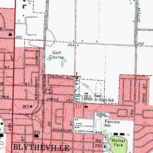 Topographic Map of Fairview Baptist Church, AR