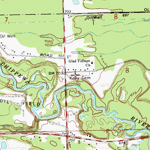 Topographic Map of Kelly Cemetery, MI