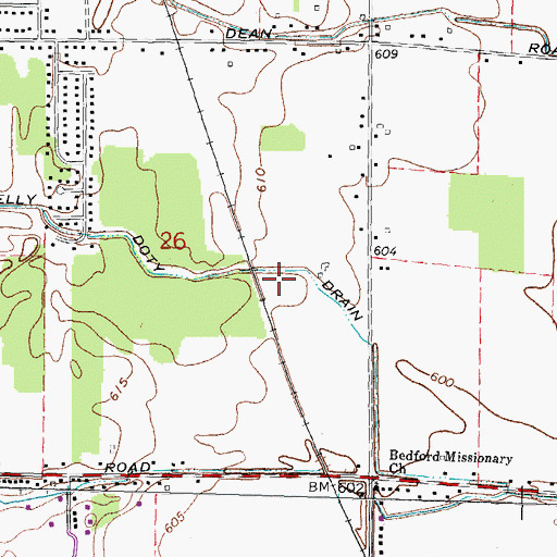 Topographic Map of Kelly Doty Drain, MI