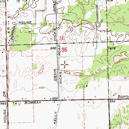 Topographic Map of Kelly Drain, MI