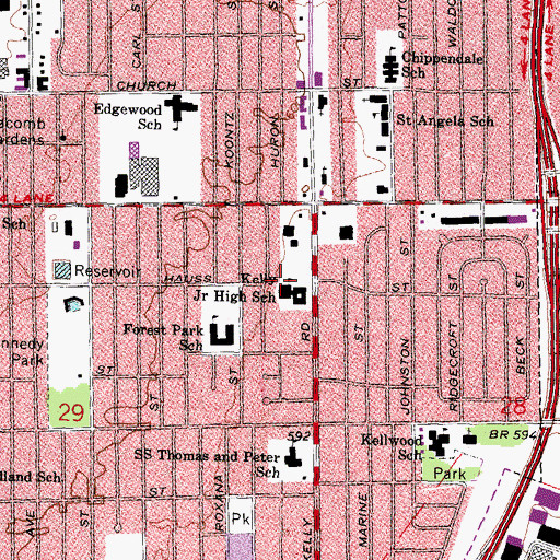 Topographic Map of Kelly Junior High School, MI