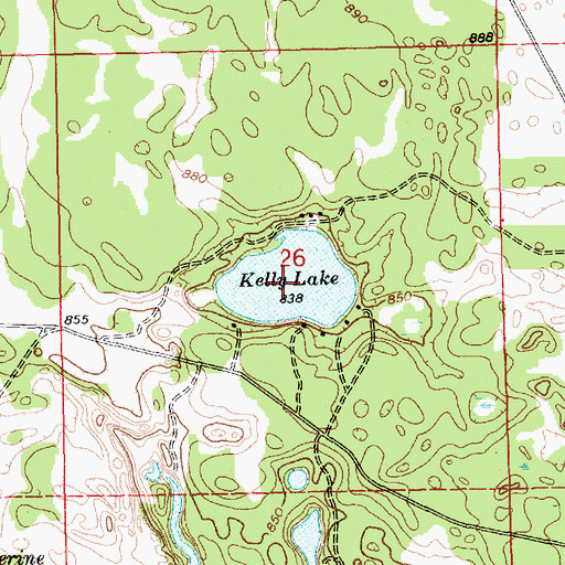 Topographic Map of Kelly Lake, MI