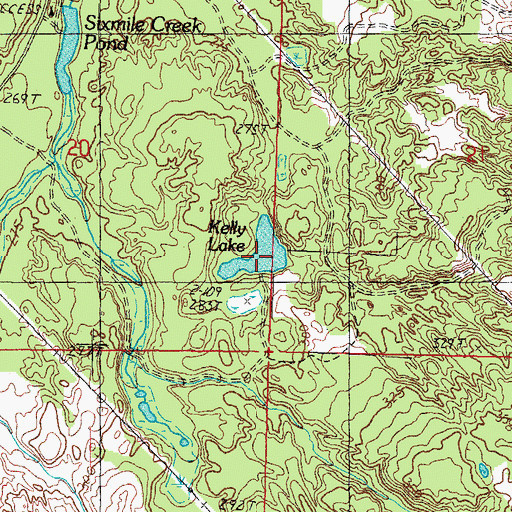 Topographic Map of Kelly Lake, MI