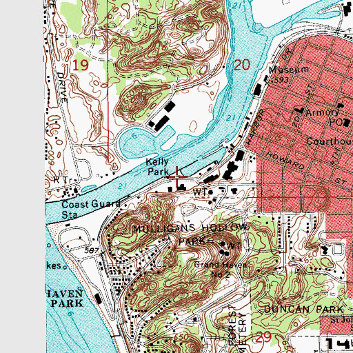 Topographic Map of Kelly Park, MI