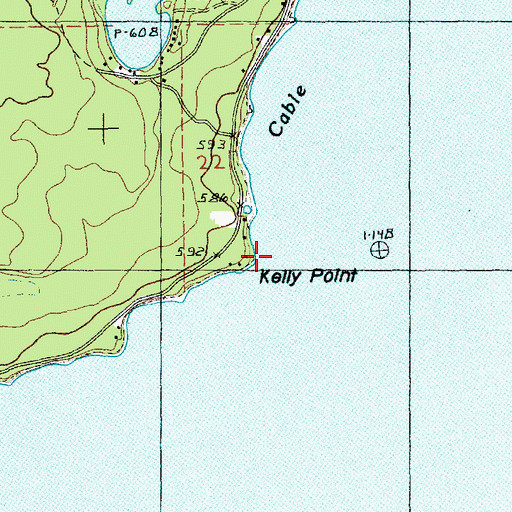 Topographic Map of Kelly Point, MI