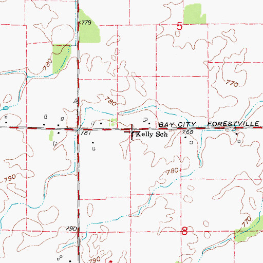 Topographic Map of Kelly School, MI