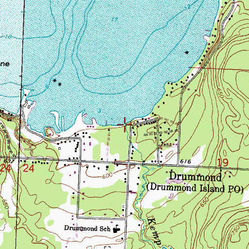 Topographic Map of Kemp Creek, MI