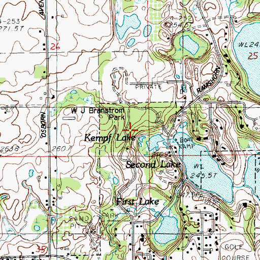 Topographic Map of Kempf Lake, MI