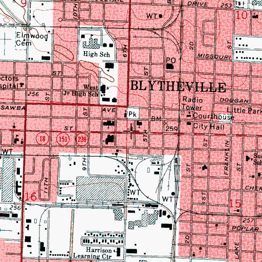 Topographic Map of First Christian Church, AR