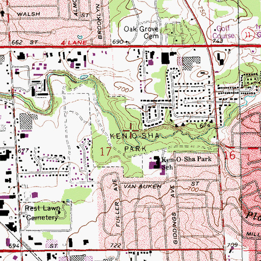 Topographic Map of Ken-O-Sha Park, MI