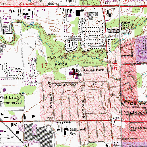 Topographic Map of Ken-O-Sha Park School, MI