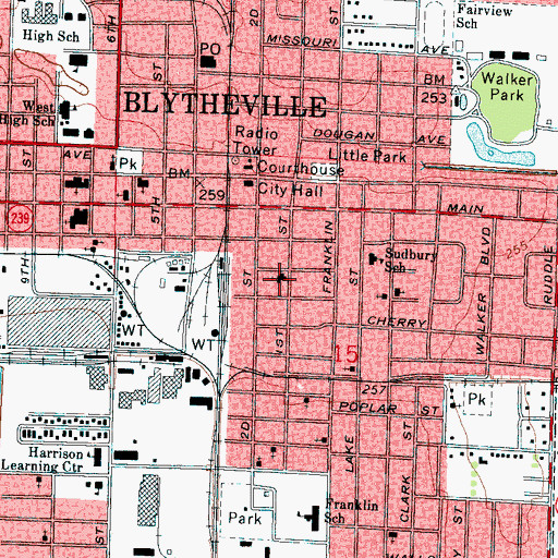 Topographic Map of First Church of the Nazarene, AR