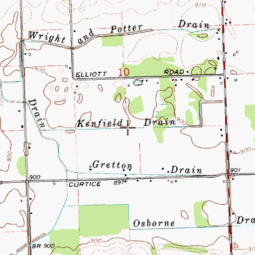 Topographic Map of Kenfield Drain, MI