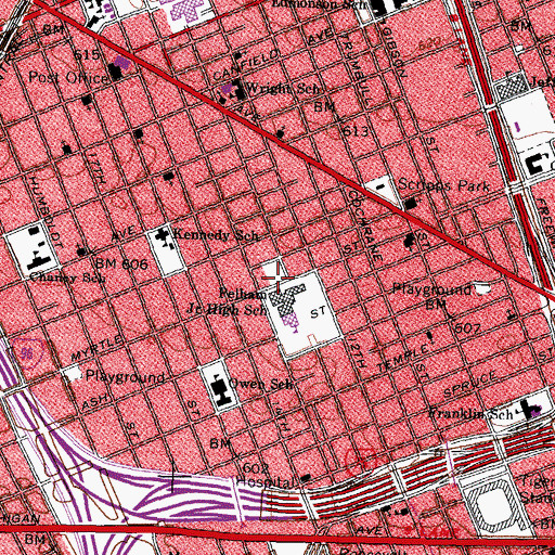 Topographic Map of Kennedy Annex School, MI