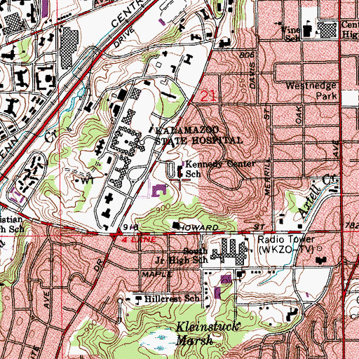 Topographic Map of Phoenix High School, MI