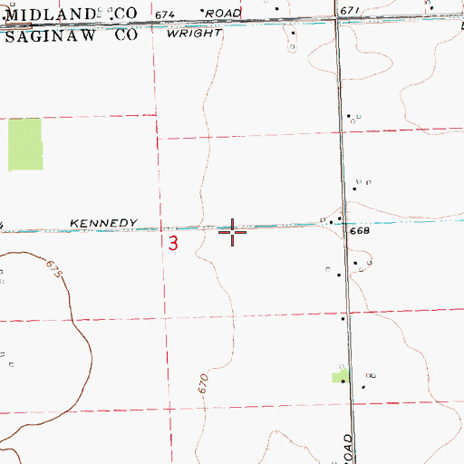 Topographic Map of Kennedy Drain, MI